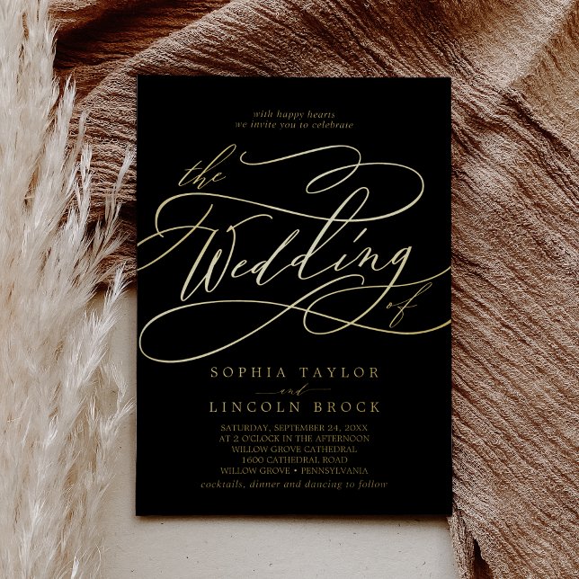Romantic Gold Foil | Black Flourish The Wedding Of Invitation (Creator Uploaded)