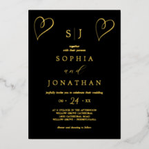 Romantic Gold Foil | Black Monogram Wedding