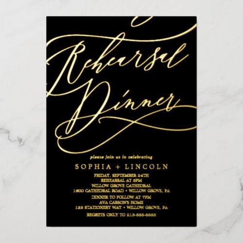 Romantic Gold Foil | Black Rehearsal Dinner