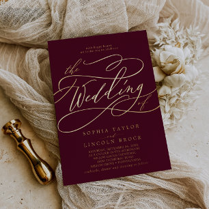Romantic Gold Foil   Burgundy The Wedding Of Invitation