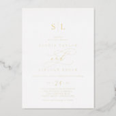 Romantic Gold Foil Calligraphy Monogram Wedding Foil Invitation (Front)