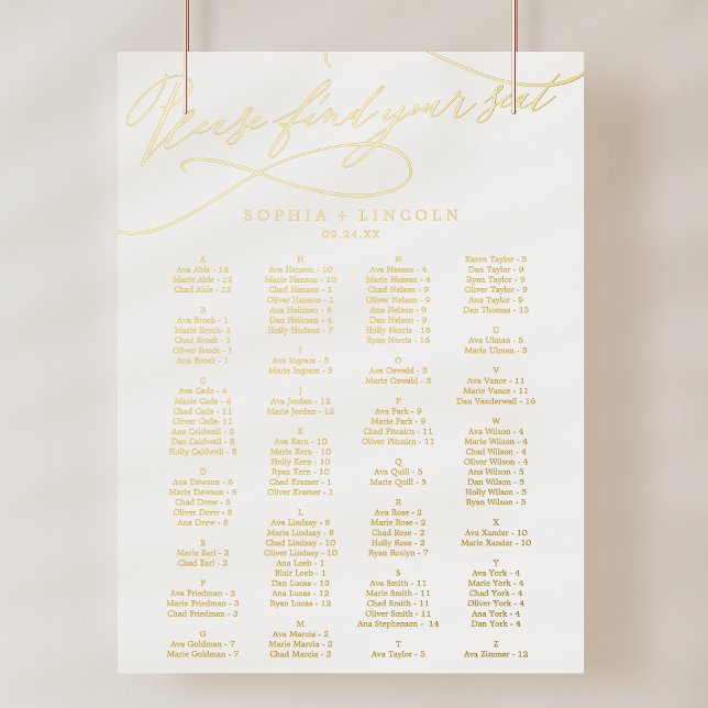 Romantic Gold Foil Elegant Wedding Seating Chart (Romantic Gold Foil Elegant Wedding Seating Chart)