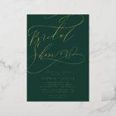 Romantic Gold Foil | Emerald Bridal Shower Foil Invitation (Standing Front)