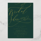 Romantic Gold Foil | Emerald Bridal Shower Foil Invitation (Front)