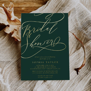Romantic Gold Foil Emerald Bridal Shower Foil Invitation