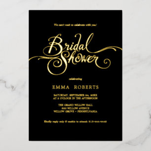 Romantic Gold Foil & Emerald Bridal Shower  Invitation