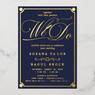 Romantic Gold Foil Emerald Flourish We Do Wedding  Invitation