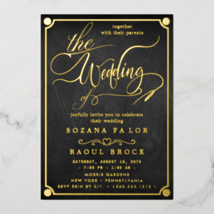 Romantic Gold Foil Emerald Flourish We Do Wedding Invitation