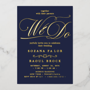 Romantic Gold Foil Emerald Flourish We Do Wedding  Invitation
