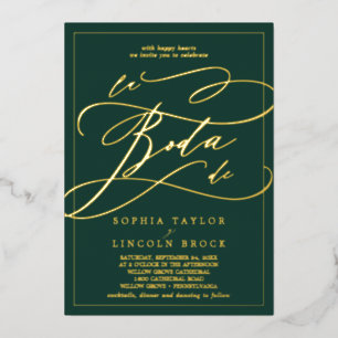 Romantic Gold Foil Emerald Frame La Boda De Invitation