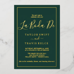 Romantic Gold Foil Emerald Frame La Boda De Invitation