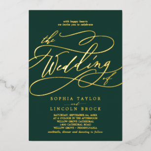 Romantic Gold Foil Emerald The Wedding Of Foil Invitation