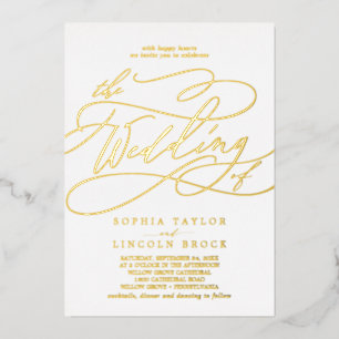 Romantic Gold Foil Flourish The Wedding Of Invitation