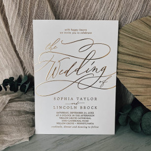 Romantic Gold Foil Ivory Flourish The Wedding Of Invitation
