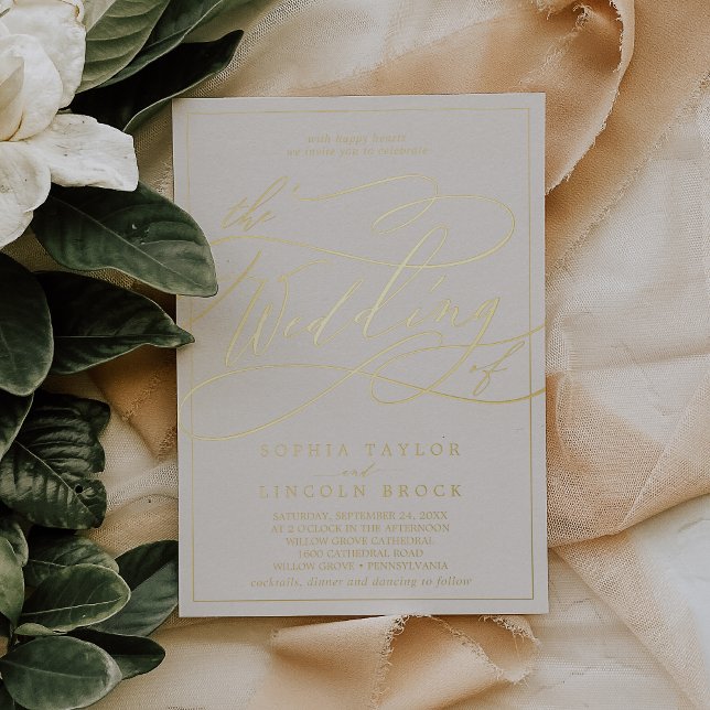 Romantic Gold Foil | Ivory Frame Wedding Foil Invitation (Creator Uploaded)