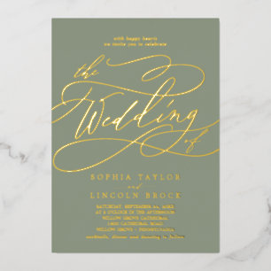 Romantic Gold Foil   Sage Flourish The Wedding Of Invitation