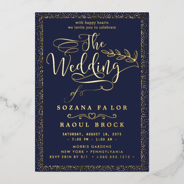 Romantic Gold Foil Wedding Invitation (Front)