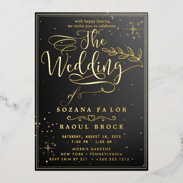 Romantic Gold Foil Wedding Invitation (Front)