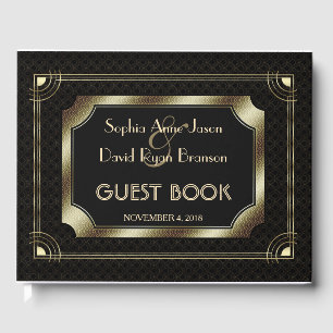 Romantic Gold Great Gatsby Art Deco 20s Wedding Guest Book