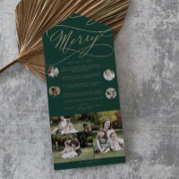Romantic Gold Green Merry Multi Photo Holiday