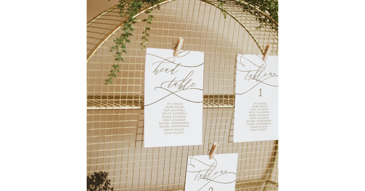Romantic Gold Head Table Seating Chart Card | Zazzle