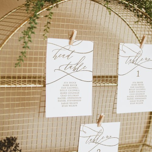 Romantic Gold Head Table Seating Chart Card