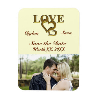 Romantic Gold Interlocking Hearts Your Photo Magnet