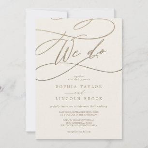 Romantic Gold   Ivory Flourish We Do Wedding Invitation