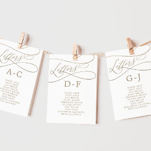 Romantic Gold Letter Table Number Seating Chart