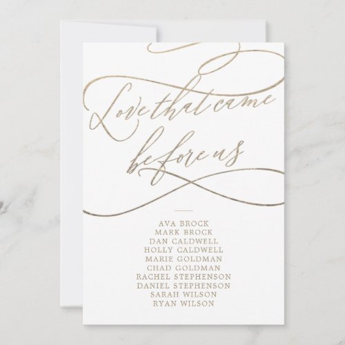 Romantic Gold Love Before Us Seating Chart Card