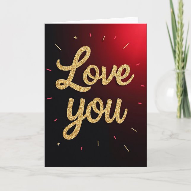 Romantic Gold Love You Card (Front)