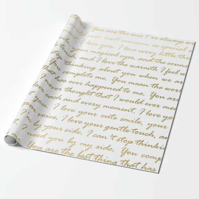Romantic Gold Modern Script Typography Wedding Wrapping Paper | Zazzle
