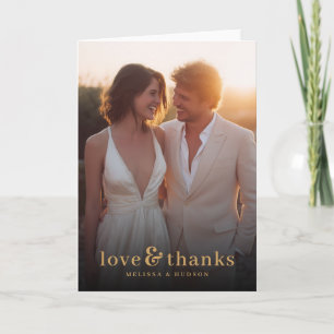 Romantic Gold Photo Thank You Card