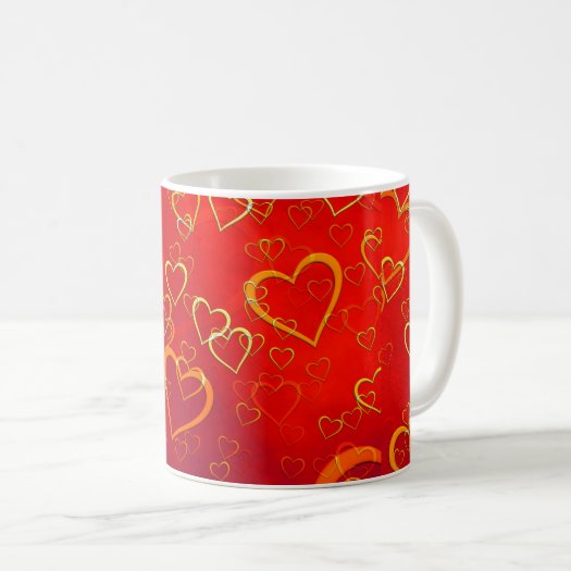 Romantic Gold Red Hearts Valentine's Day