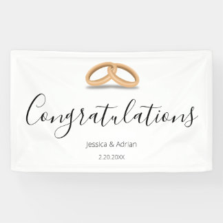 Romantic Gold Rings Congratulations Banner