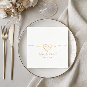 Romantic Gold Rope Heart Wedding Napkins