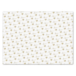 Romantic Gold Script Love Hearts Wedding    Tissue Paper