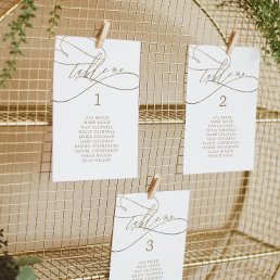 Romantic Gold Table Number Seating Chart Card