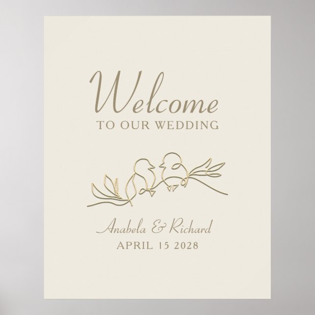 Romantic Gold Wedding Welcome Poster (Front)