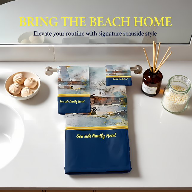 Romantic Gold with nautical coastal Lighthouse db Bath Towel Set (Creator Uploaded)