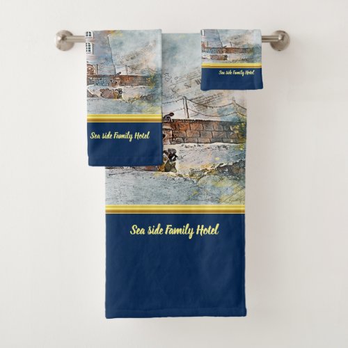 Romantic Gold with nautical coastal Lighthouse db Bath Towel Set