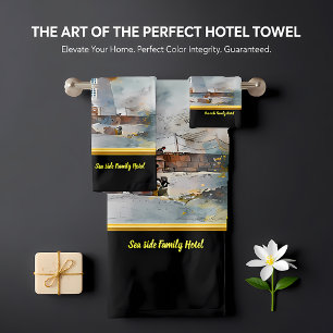 Romantic Gold with old nautical coastal Lighthouse Bath Towel Set