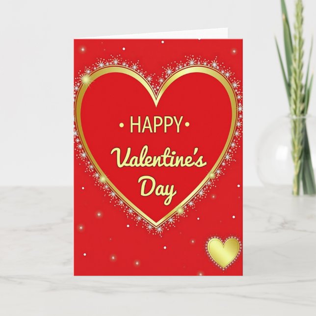 Romantic Golden Hearts Card (Front)