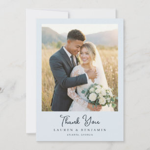 Romantic Golden Minimalist Photo Thank You Card