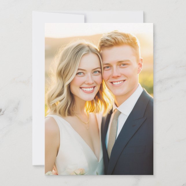 Romantic Golden Photo Invitation (Front)