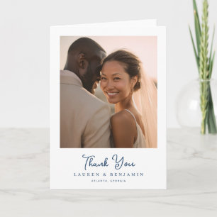 Romantic Golden Photo Letterpress Thank You Card