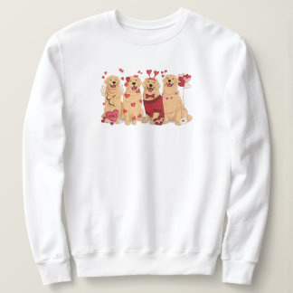 Romantic Golden Retriever Hearts & Cupid Graphic P Sweatshirt