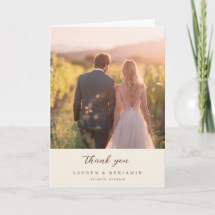Romantic Golden Vineyard Photo Letterpress Thank You Card
