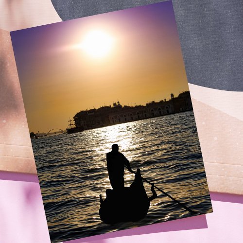 Romantic Gondola In Venice Sunset Postcard