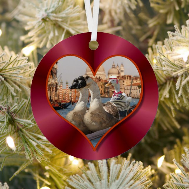 Romantic Gondola Ride on Red  Metal Ornament (Insitu)